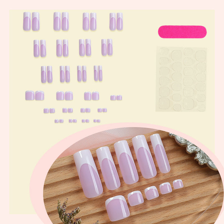 Creative Nail Set with Elegant French Tip and Glitter Effects Stornfield