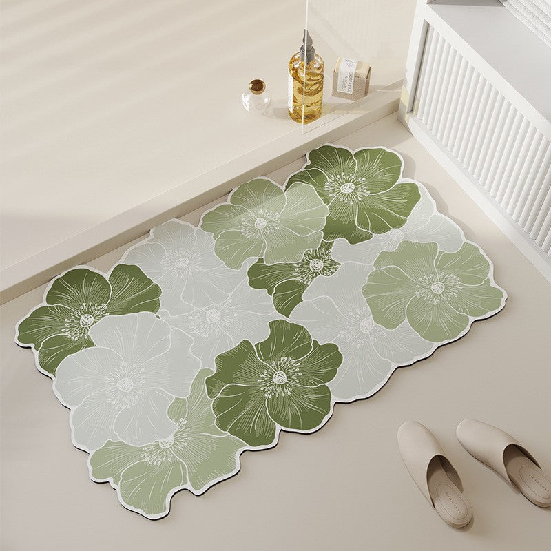 Decorative Floral Pattern Bathroom Mat