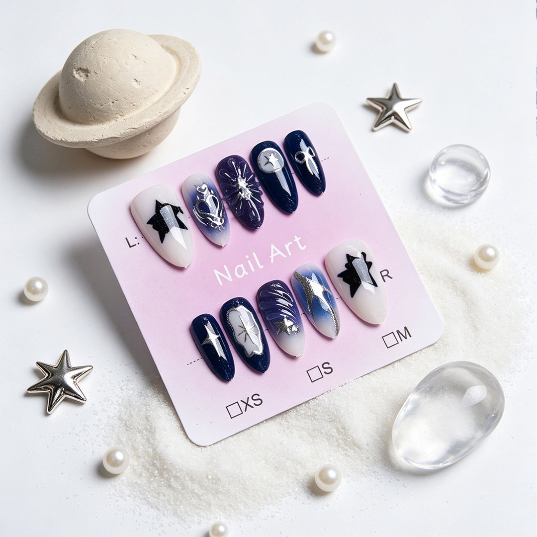 Acrylic nail set with stylish designs Stornfield