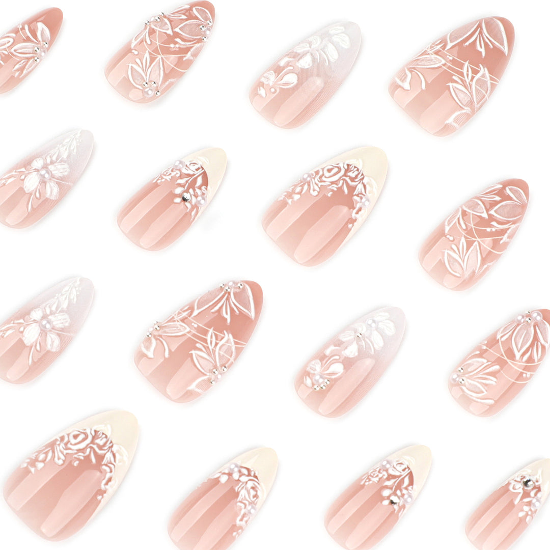 Premium Nail Art with Floral Design and Glittering Accents Stornfield