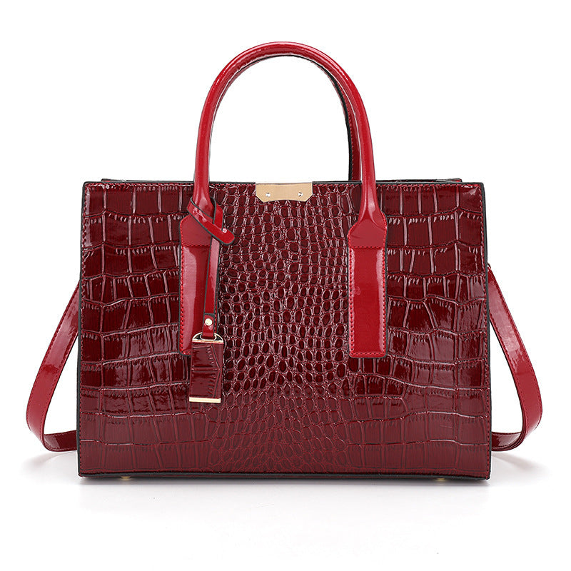 Crocodile-Effect Structured Tote Bag