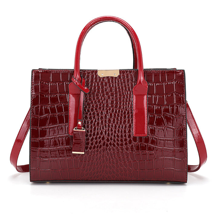 Crocodile-Effect Structured Tote Bag