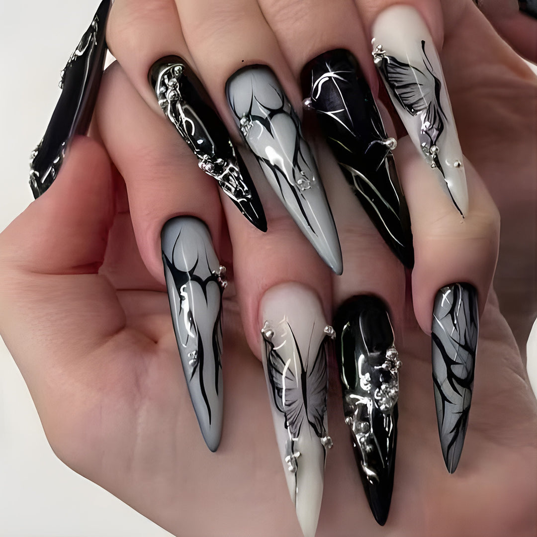 Gothic-Inspired Stiletto Press-On Nails Stornfield