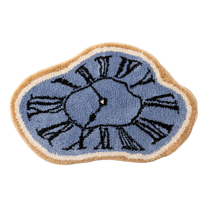 Decorative hand-tufted rug mat in organic clock shape Stornfield