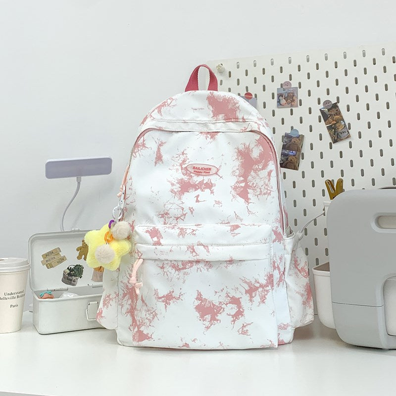 Marble-Patterned Backpack