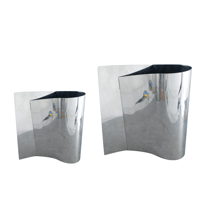Modern Minimalist Decorative Metallic Waste Basket
