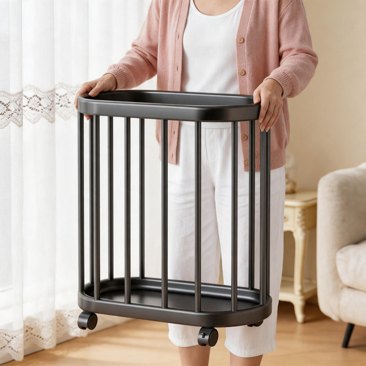 Vertical Rolling Sports Equipment Storage Caddy with Open-Bar Frame and Swivel Casters