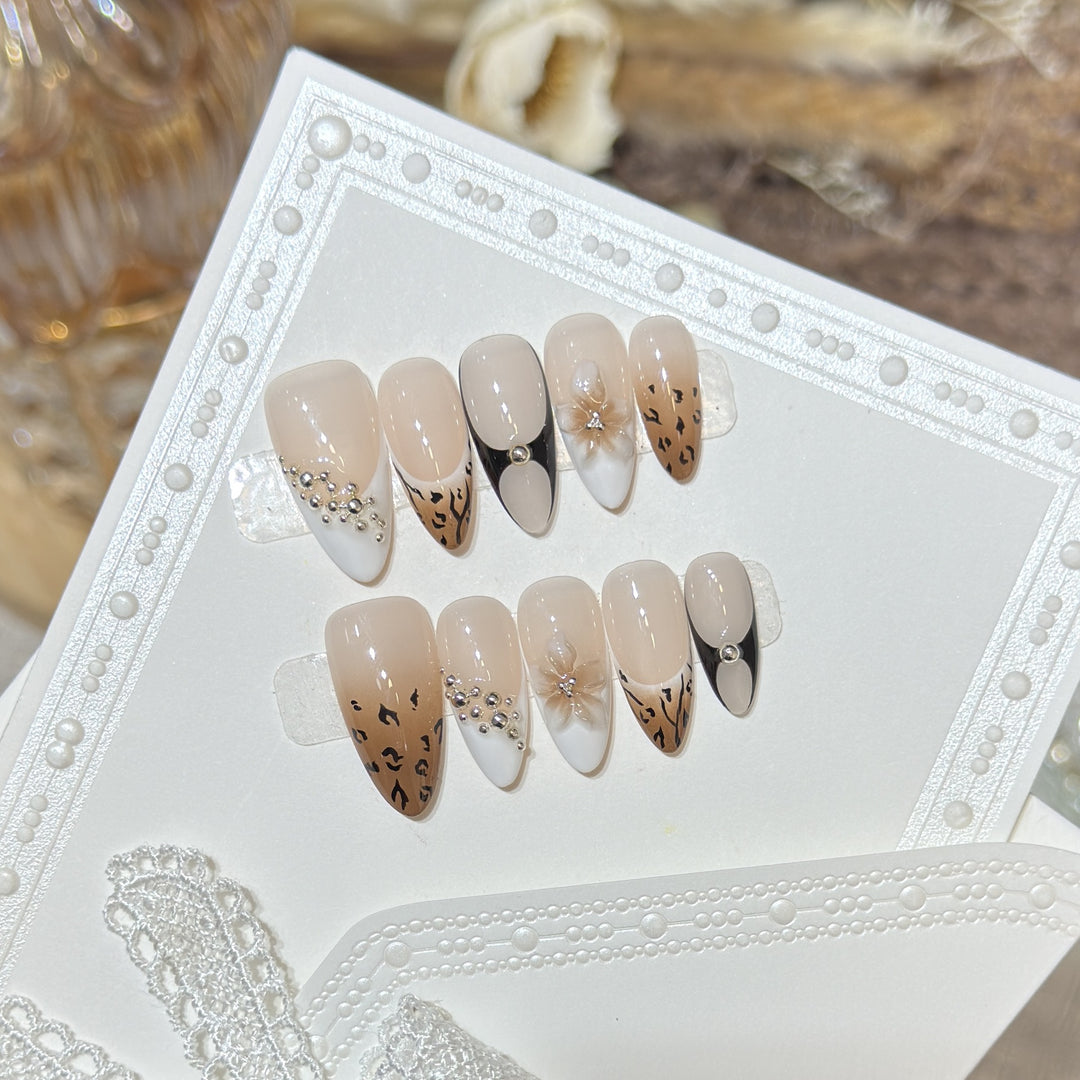 Artistic Leopard-Print Press-On Nail Set Stornfield