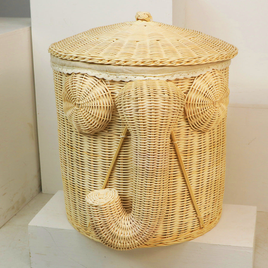 Whimsical Elephant-Themed Woven Storage Bin Stornfield