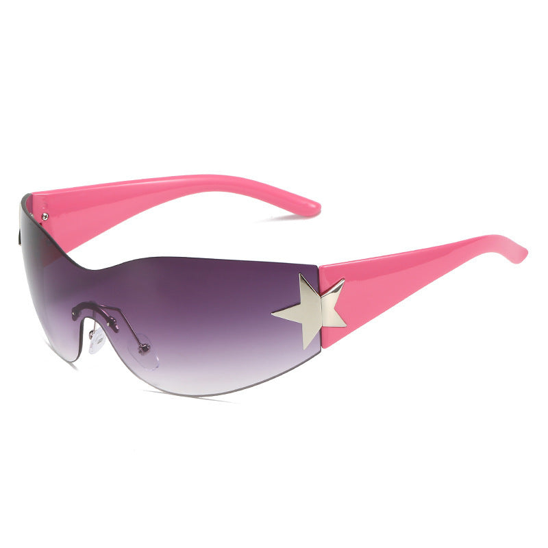 Fashion-Forward Shield Sunglasses with Star Accent Stornfield