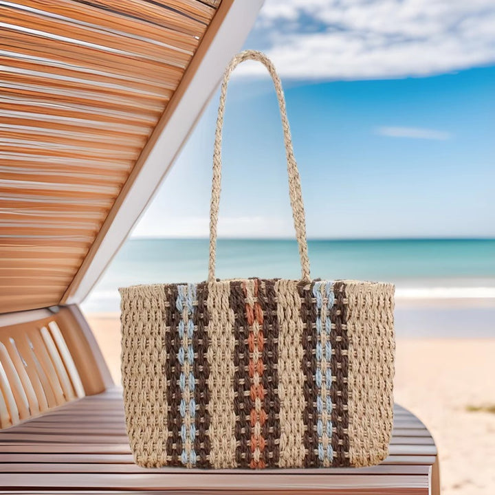 Handbag Made of Braided Natural Material with Colorful Accents Stornfield