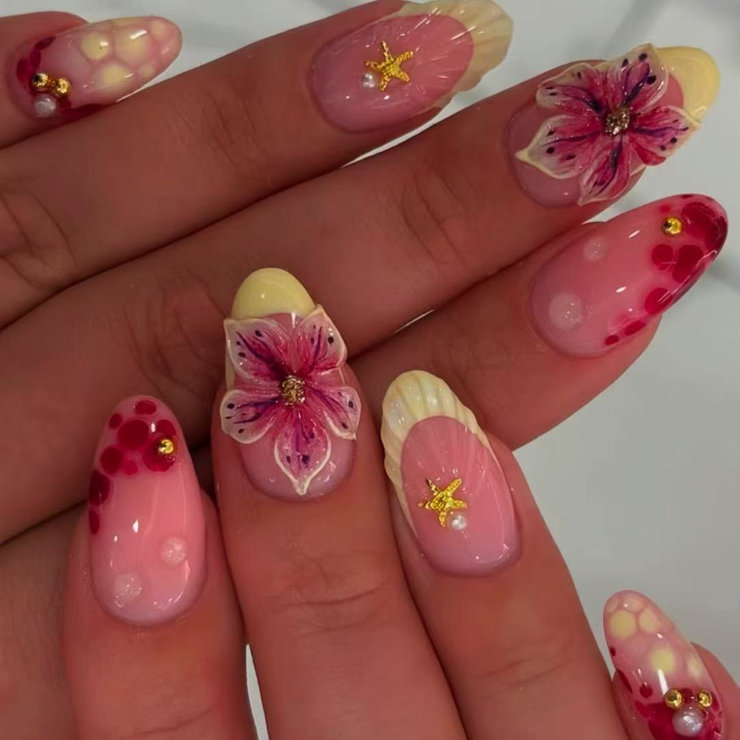 Floral 3D Press-On Nail Art Stornfield