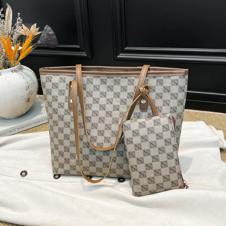 Checked Canvas Tote Bag