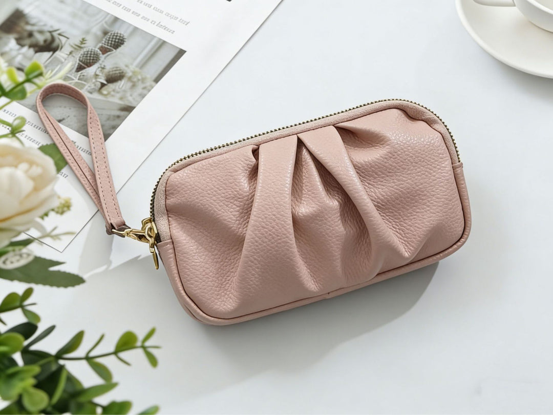 Textured Leather Zip Clutch Wallet Stornfield
