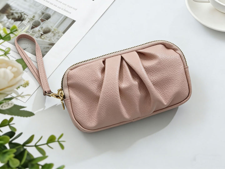 Textured Leather Zip Clutch Wallet Stornfield