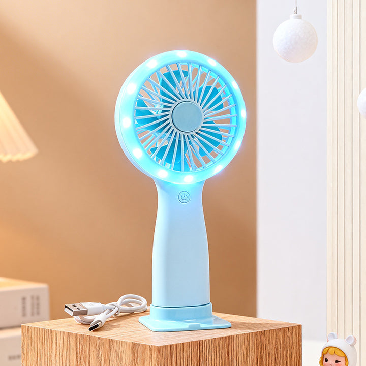 Women Portable Hand Fan with LED Light and USB Connection Stornfield