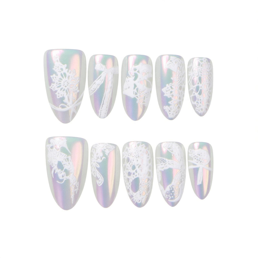 Elegant Lace Press-On Nail Art Set Stornfield