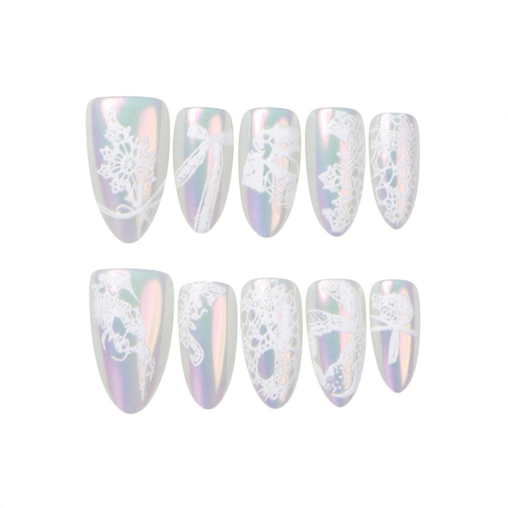 Elegant Lace Press-On Nail Art Set Stornfield