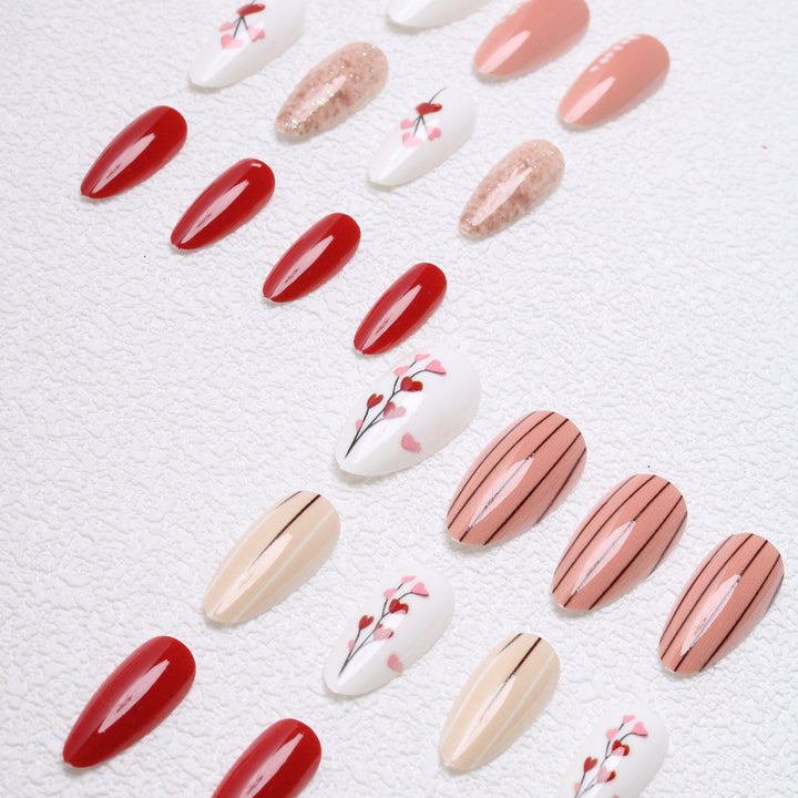 Artistic Heart-Designed Press-On Nails Stornfield