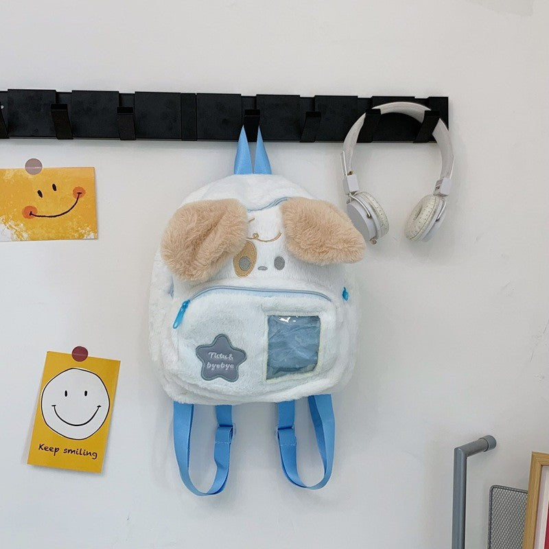 Plush Dog-Themed Mini Backpack