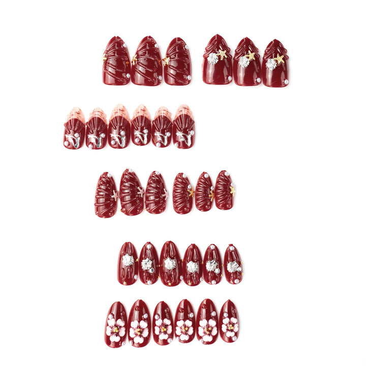 Premium artificial nails with floral and maritime motifs Stornfield