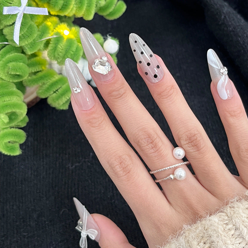 Decorative Stiletto Press-On Nails with Rhinestone Embellishments Stornfield