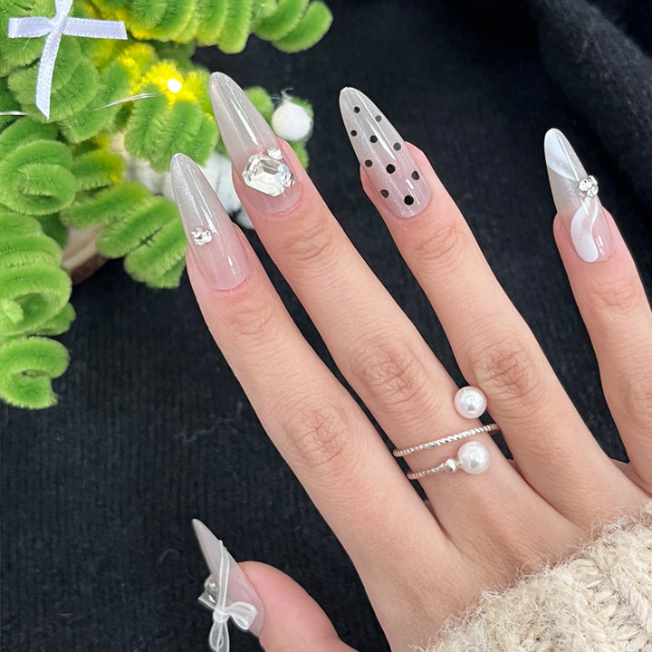 Decorative Stiletto Press-On Nails with Rhinestone Embellishments Stornfield