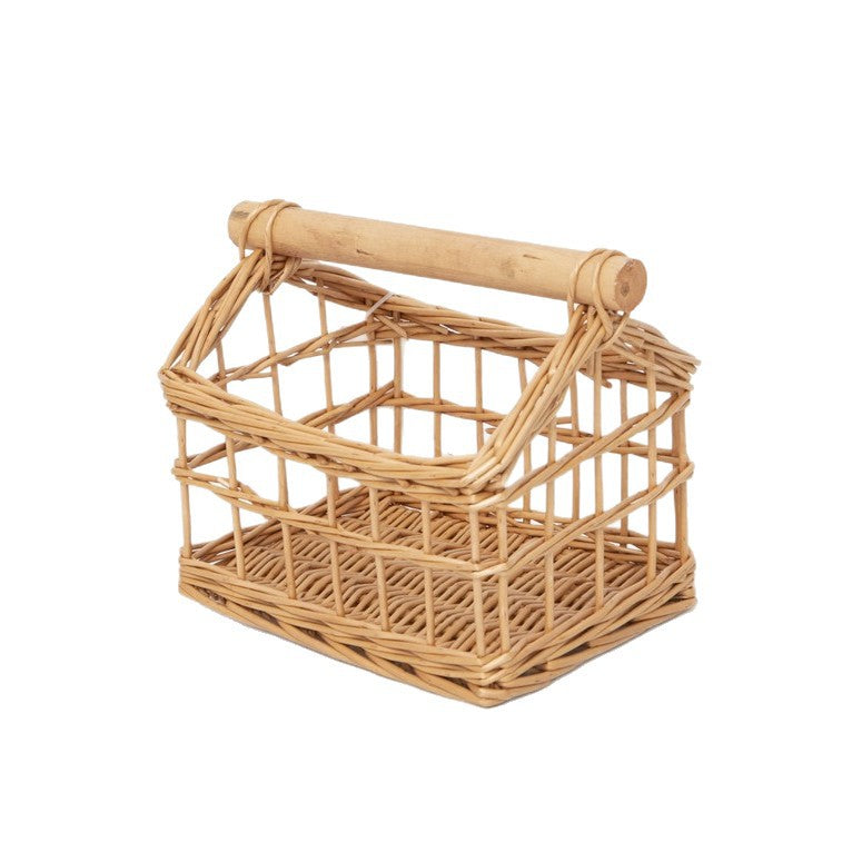 Handcrafted storage basket with wooden handle Stornfield