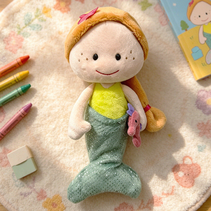 Soft Plush Doll with Embroidered Face, Star-Pattern Dress and Cuddly Pigtails Stornfield