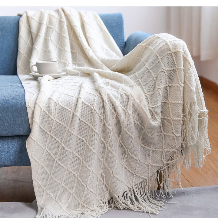 Women’s knitted blanket with textured wave pattern Stornfield