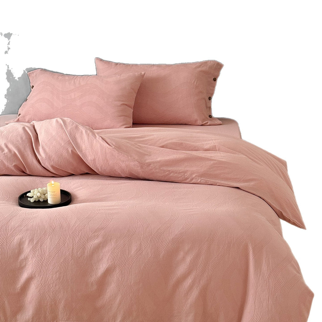 Washed Cotton Button-Closure Duvet Cover Set with Envelope Pillowcases