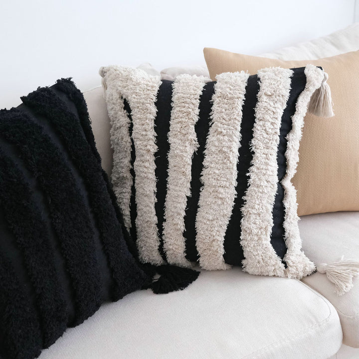 Textured Fringe Accent Cushion for Home Decor