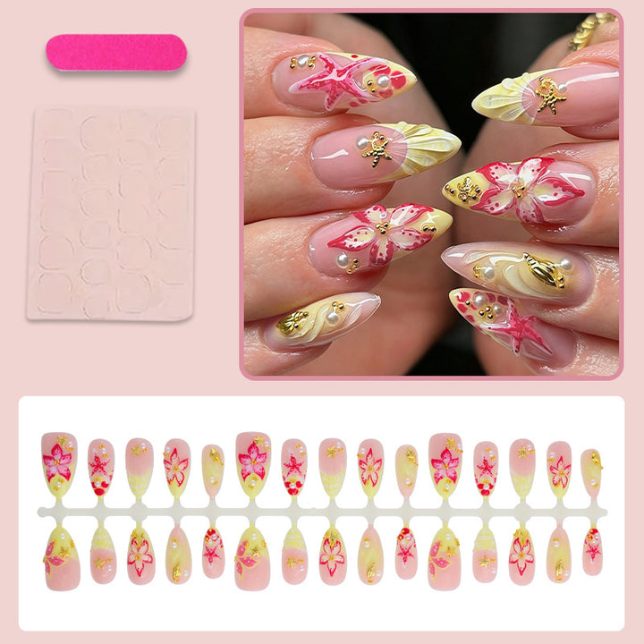 Artificial nail set with tropical motifs Stornfield