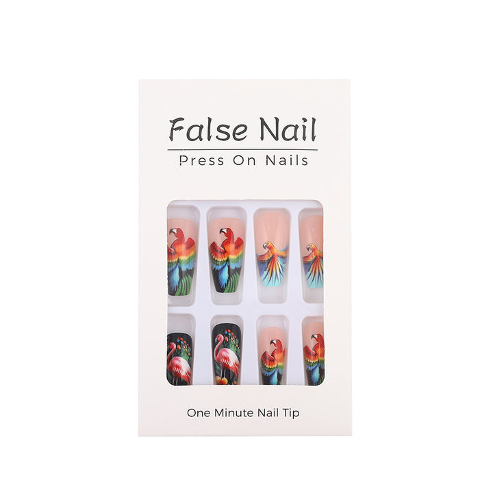 Artificial Nails Set with Tropical Bird Design Stornfield