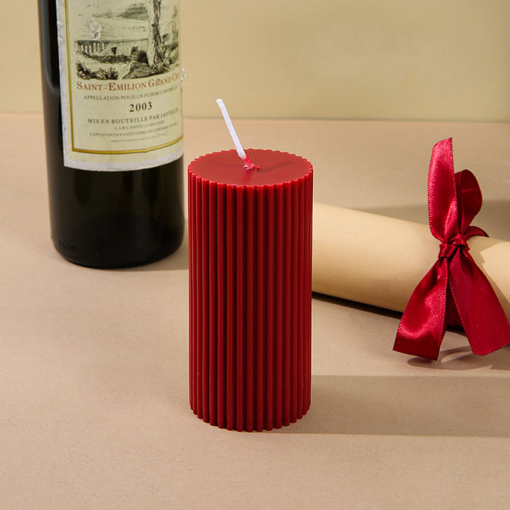Textured Ribbed Vertical-Fluted Decorative Pillar Candle