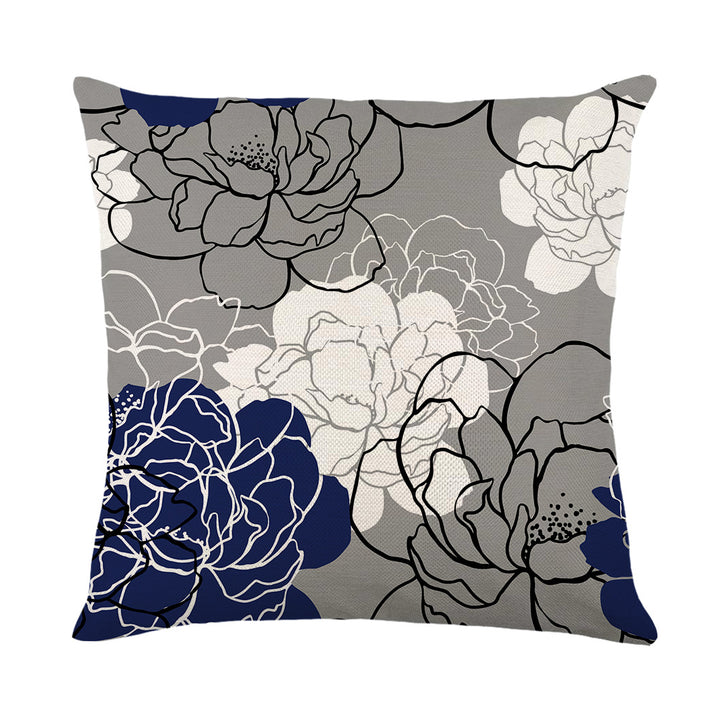 Artistic Daisy Print Linen Throw Pillow