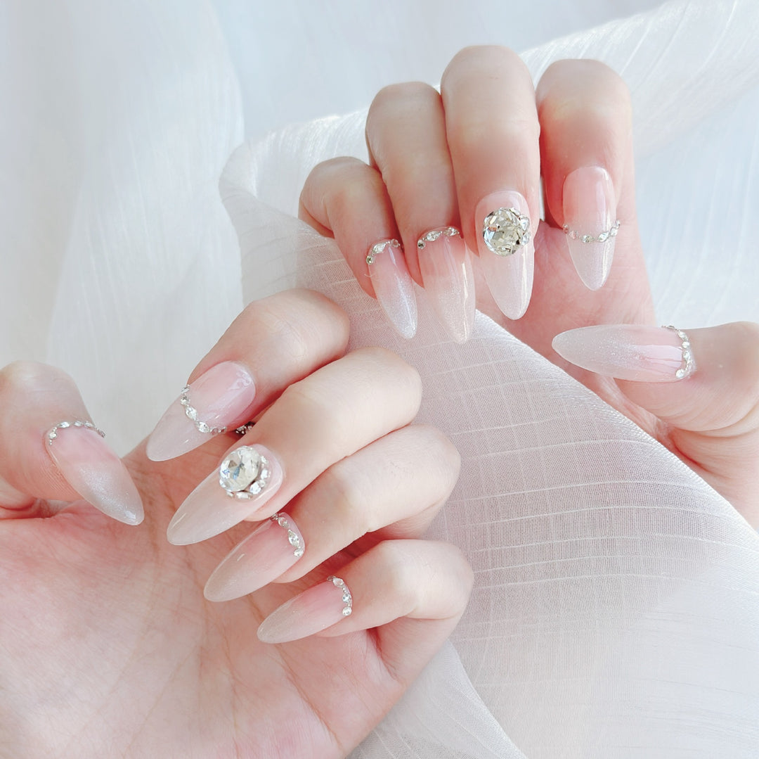 Artistic Press-On Nail Art Set with Heart and Celestial Designs