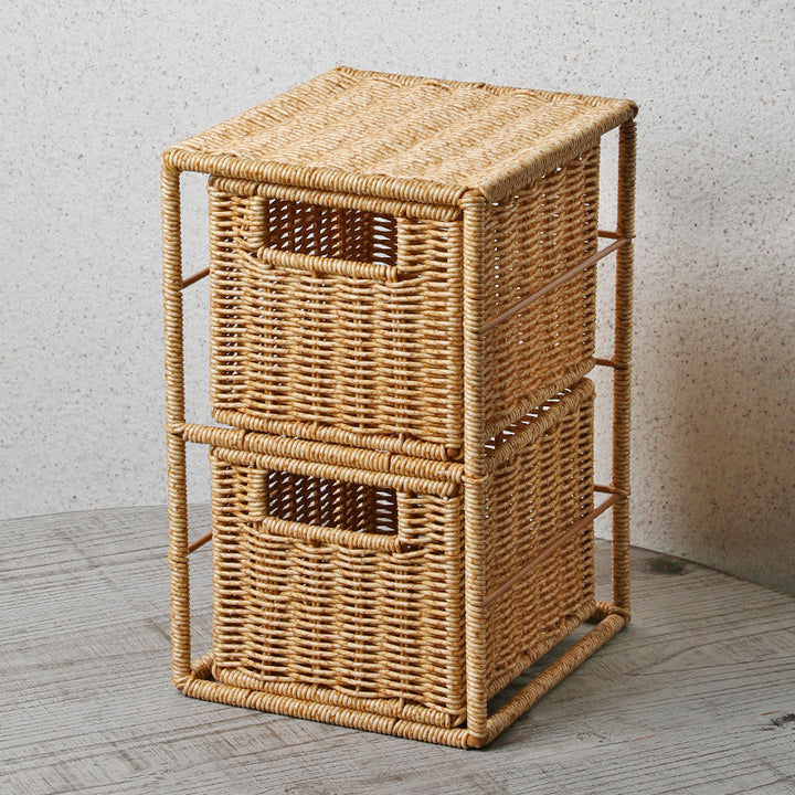 Unisex Stackable Storage Basket with Two Compartments Made of Natural Material Stornfield