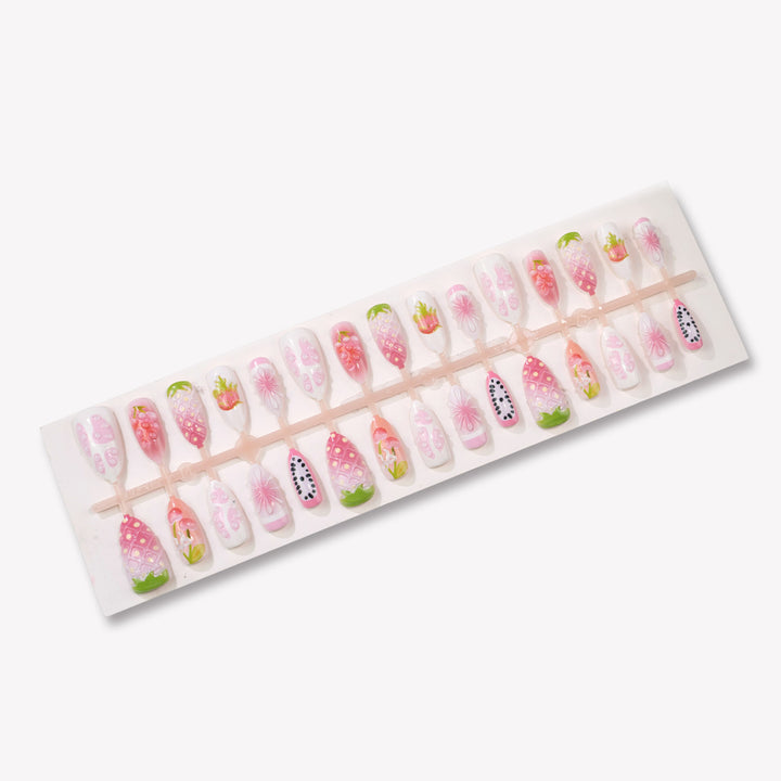 Artistic Fruit-Themed Press-On Nail Art Set Stornfield