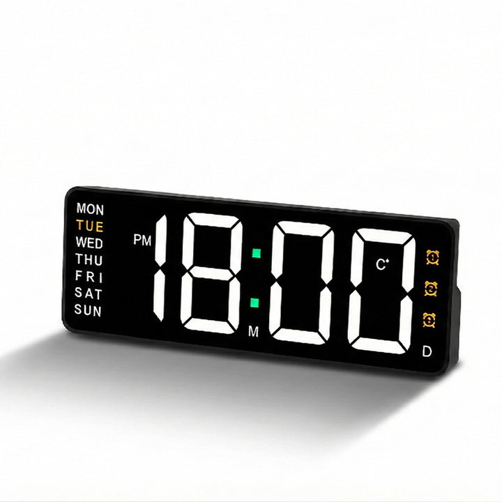 Digital wall clock with temperature and weekday display Stornfield