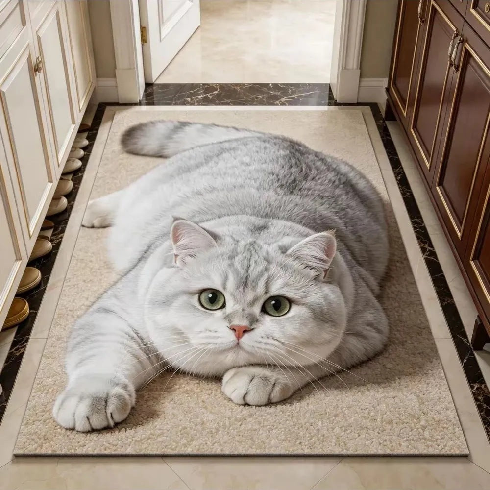 Plush Cat-Themed Area Mat