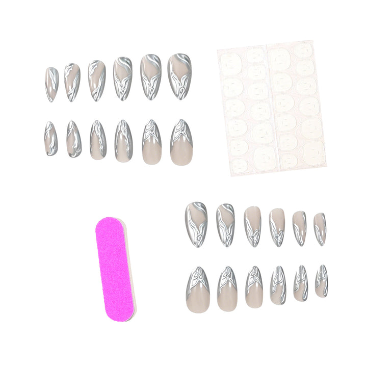 Elegant Metallic Marble Press-On Nail Art Stornfield