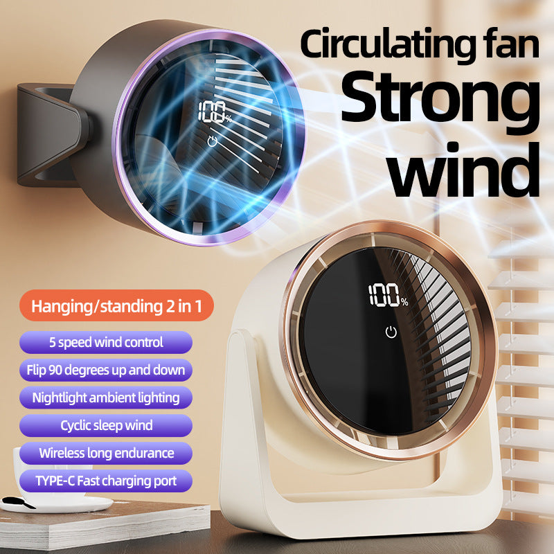 Unisex nan compact rechargeable bladeless desktop air circulator with LED battery display and tilt function Stornfield