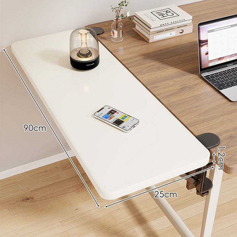 Clamp-On Adjustable Wooden Desk Side Shelf Extension with Foldable Bracket