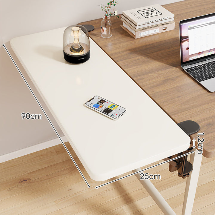 Clamp-On Adjustable Wooden Desk Side Shelf Extension with Foldable Bracket