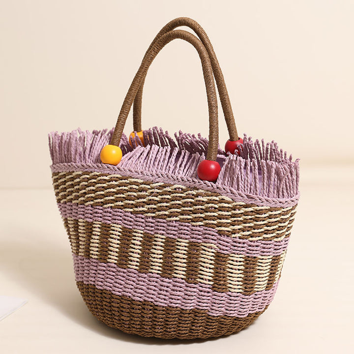 Stylish tote bag with colorful fringes Stornfield