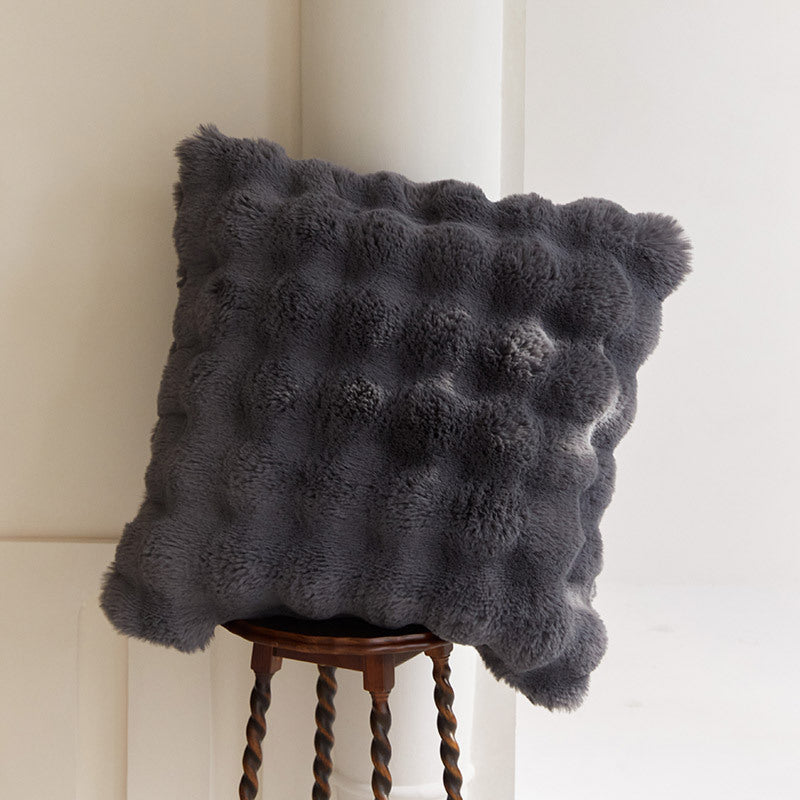 Cozy artificial fur throw blanket with wave structure and extra soft texture