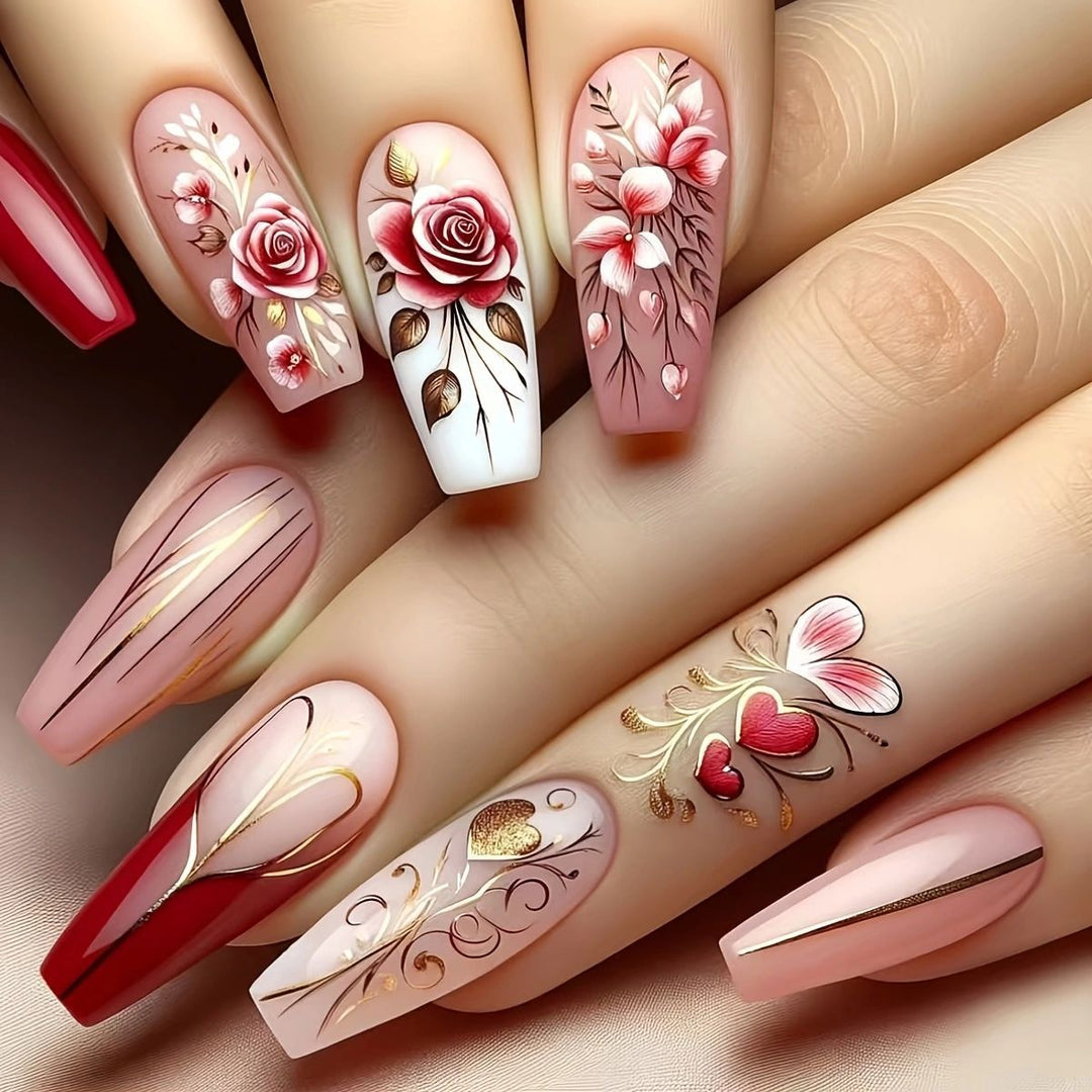 Floral Art Acrylic Nail Set Stornfield