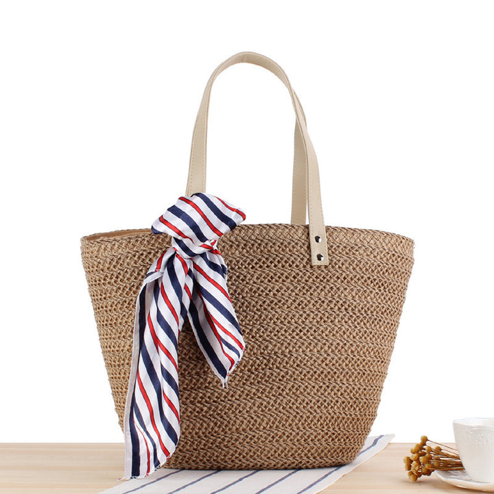 Woven Material Beach Bag with Elegant Bow Decoration Stornfield