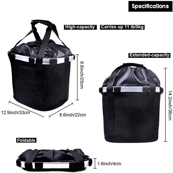 front-mounted collapsible aluminum framed pet bicycle basket with padded base and safety tether Stornfield